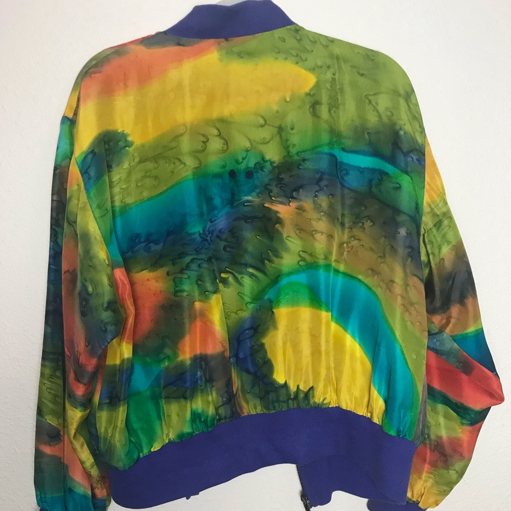 Tie-Dyed silk satin bomber jacket reversible